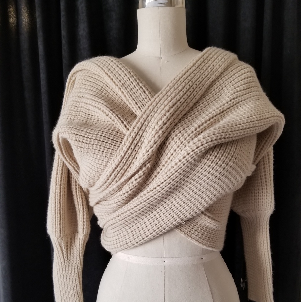 Super Long Knit Crop Cardigan/Scarf/Crop top